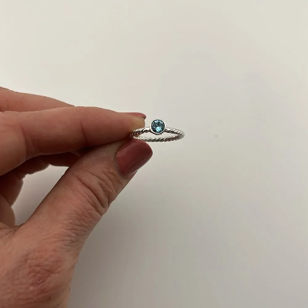 Touchstone Crystal Swarovski Company silver with aquamarine ring - size 5 - NEW